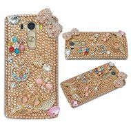 Spritech(TM) Clear Hard Bling Phone Case for LG G Stylo 2 LS775/LG Stylus 2 K520,Handmade Gold Crystal Flower... N4