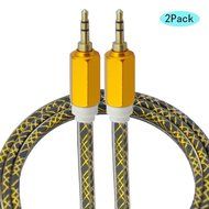 Seadream 2PACK 6 inch 3-Pole 3.5mm Male Right Angle to 3.5mm Female Stereo Audio Cable Headset Extension Cable... N11