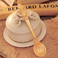 Spritech(TM) Fashion European American Style Vintage Golden Dovetail Shape Coffee Spoon Teaspoon Ice-cream Spoon...