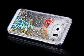 Galaxy S7 Edge Case,Galaxy S7 Edge Liquid Cover,PHEZEN Christmas Tree Santa Claus Design Cool Quicksand Moving... N3