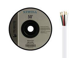 Sewell 16 AWG Speaker Wire, 4- Conductor, CL3 Rated (For in-wall Installation), 50 ft
