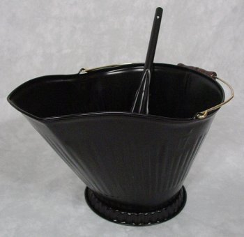 Deluxe Fireplace Hearth Ash Coal Hod Bin Bucket Carrier & Shovel Set - BLACK N2