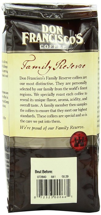 Don Francisco Family Reserve Kona Blend Whole Bean Coffee, 12 Ounce