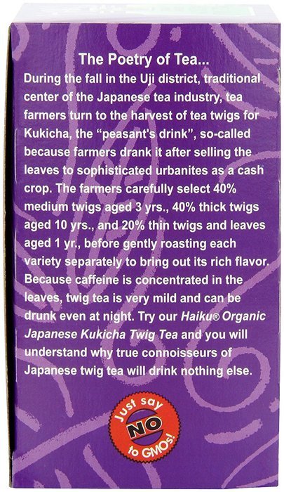Haiku Japanese Kukicha Twig, 100% Organic, 16-Count Tea Bags (Pack of 6)