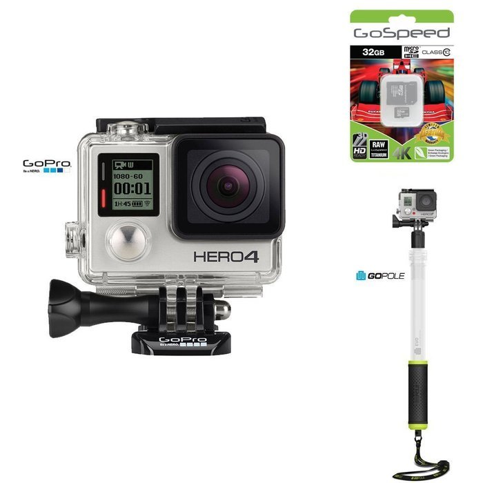 GoPro Hero4 Hero 4 BLACK 12MP Full HD 4K 30fps 1080p 120fps Built-In Wi-Fi Waterproof Wearable Camera Adventure... N10