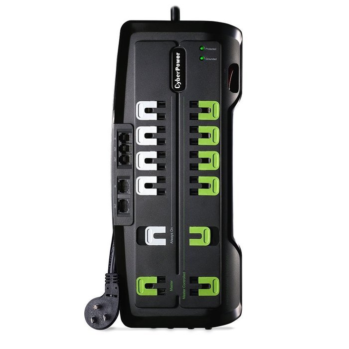 CyberPower CSHT808TC Home Theater 8Outlets Surge Suppressor 8FT Cord and AV protection 2850