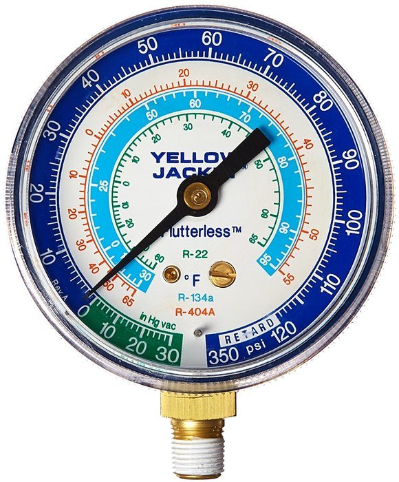 Yellow Jacket 49016 2-1/2" Blue Manifold Gauge, R404A/134A/22