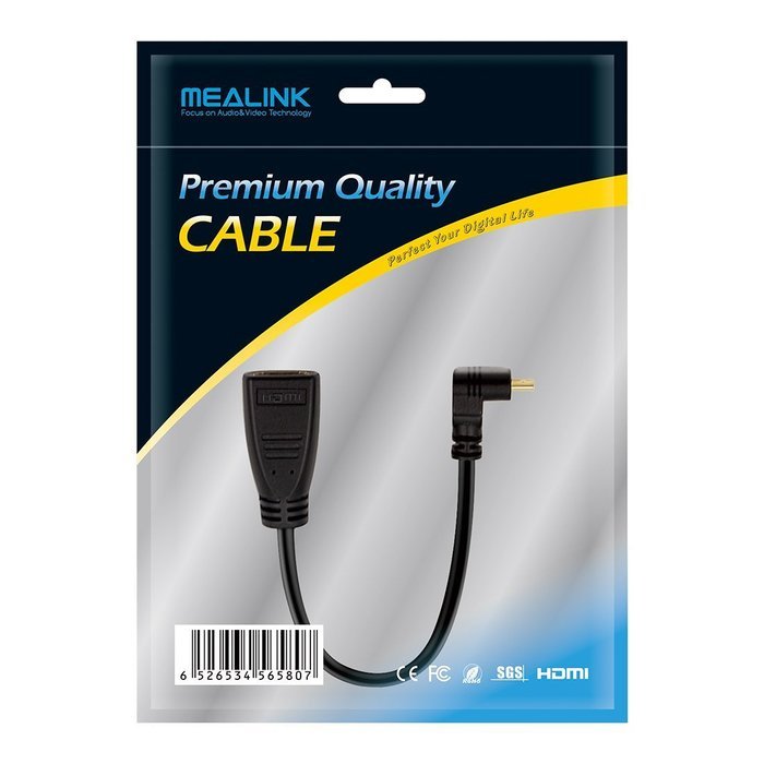 MEALINK High Speed 90 Degree Mini HDMI To HDMI Female Cable Adapter HDMI Ver1.4 3D for Digital Camera Tablet 15CM... N12