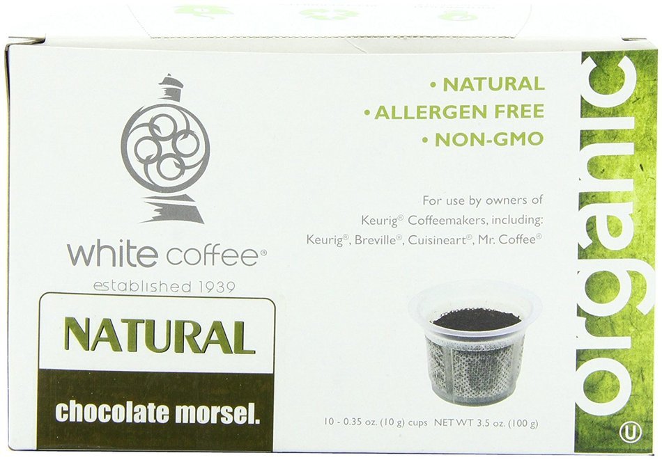 White Coffee Organic Single Serve Coffee, Chocolate Morsel, 10 Count