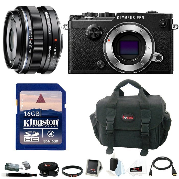 Olympus PEN-F Mirrorless Digital Camera (Black Body) w/ 32GB SD Card & Monopod Bundle N11