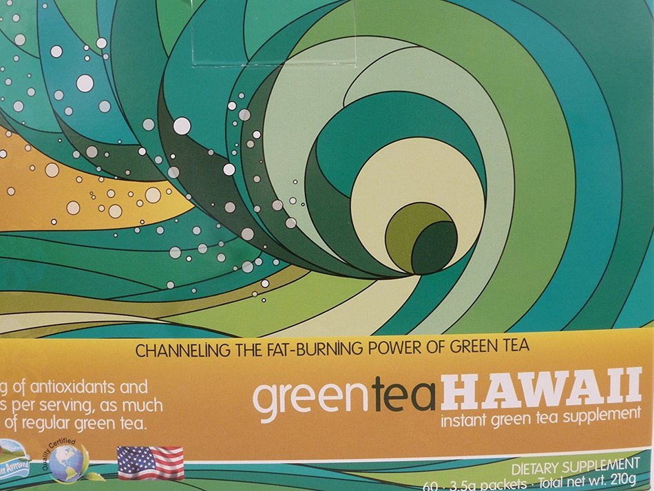 Green Tea Hawaii (Variety Pack) Powder with Noni, 60 Packets, 540 mg of Antioxidants/Polyphenols, All Natural