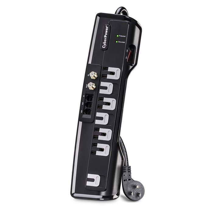CyberPower CSHT808TC Home Theater 8Outlets Surge Suppressor 8FT Cord and AV protection 2850