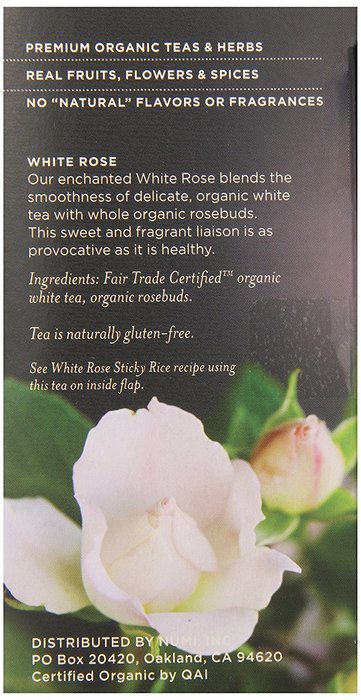 Numi Organic Tea White Rose - Full Leaf White Tea in Teabags, 16-Count (Pack of 6)