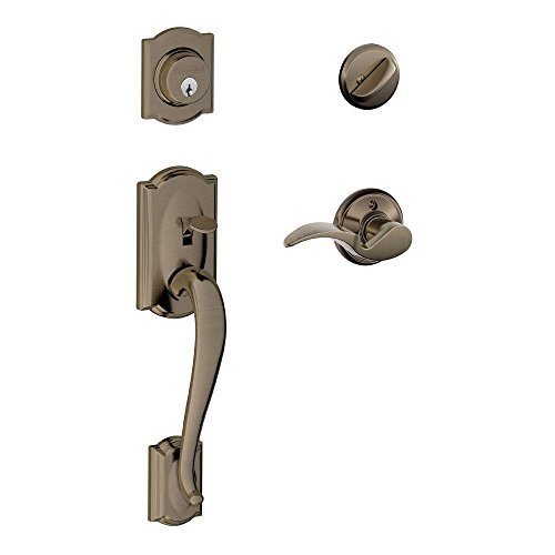 Camelot Single Cylinder Handleset and Right Hand Avanti Lever, Antique Pewter (F60 CAM 620 AVA RH) by Schlage...