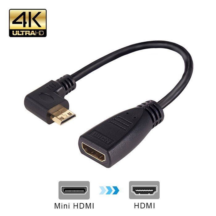 MEALINK High Speed 90 Degree Mini HDMI To HDMI Female Cable Adapter HDMI Ver1.4 3D for Digital Camera Tablet 15CM... N14