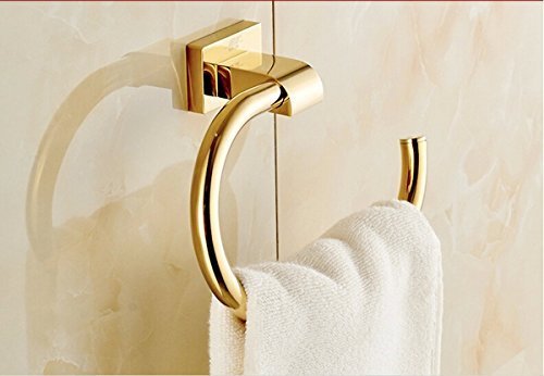 ROZIN Luxury Golden Polished Bathroom Towel Ring Towel Hang Towel Rail Solid Brass Wall Mounted by ROZINSANITARY N3