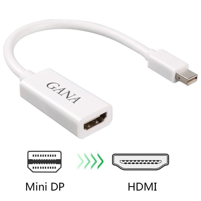 GANA Mini DisplayPort (DP) Male To Female Adapter Cable (Mini DP to HDMI 10ft Black) N22