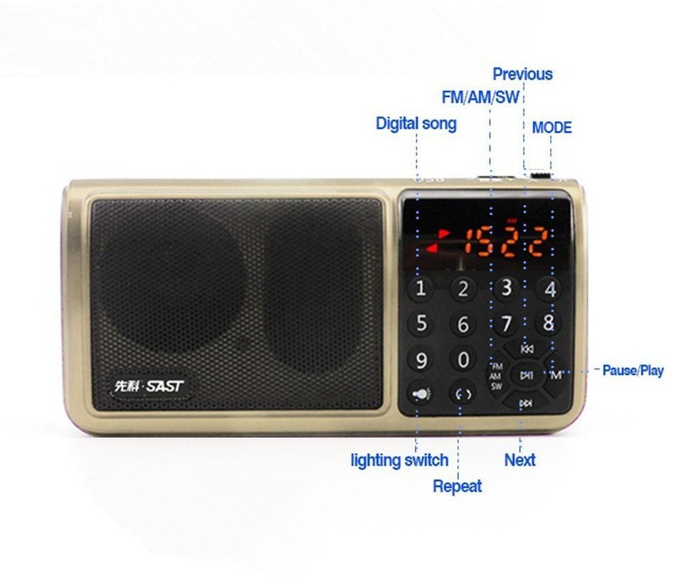 SAST Personal Portable FM Radio ultralight weight(4.8ounce) With Flashlight, Hi-Fi Digital Music Player, Support... N14