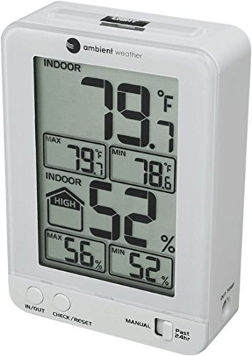 Ambient Weather WS-2063-W Indoor Temperature and Humidity Monitor with Backlight N2