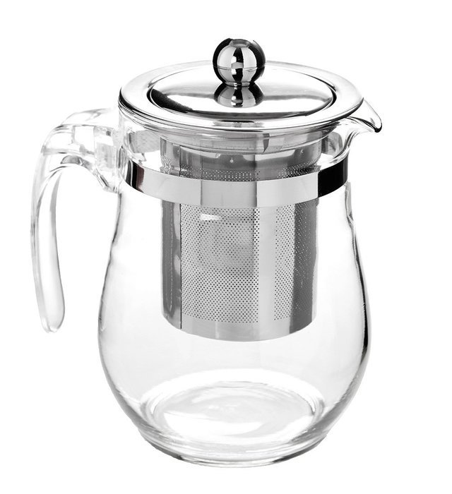TeaLeava Clear Glass Tea Pot with Stainless Steel Infuser, 16 oz