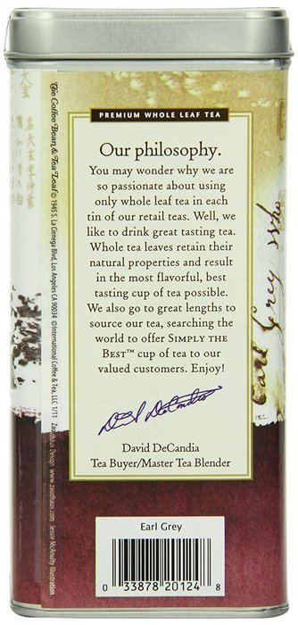 The Coffee Bean & Tea Leaf, Tea, Hand-Picked Earl Grey, 20-Count Tin