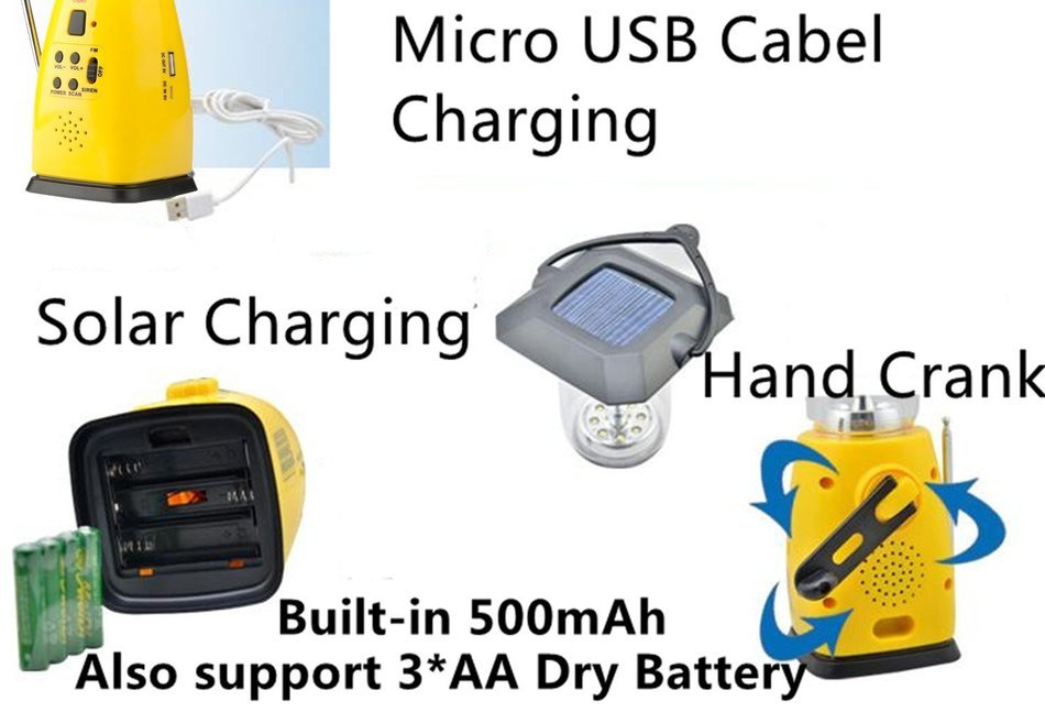 iRonsnow IS-039 Solar Hand Crank Emergency LED Camping Hiking Lantern Flashlight with FM Radio & Siren, 500mAh... N4