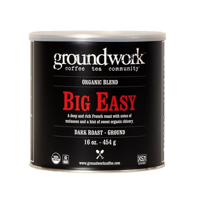 Groundwork Coffee, Organic Big Easy, Ground, 16-Ounce Cans (Pack of 2) N2