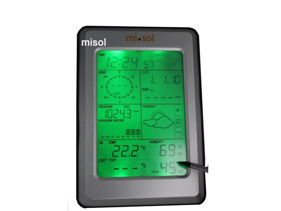 MISOL Professional Wireless Weather Station Touch Panel w/ Solar sensor, w/ PC interface N3