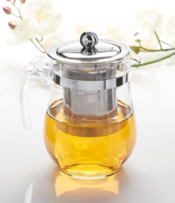 TeaLeava Clear Glass Tea Pot with Stainless Steel Infuser, 16 oz N2