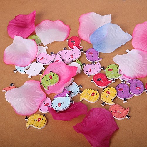 MuLuo 50pcs/Pack Painted Wooden Buttons Wooden Buttons Colorful Mixed Printing Two Holes Buckle Christmas Stockings... N5