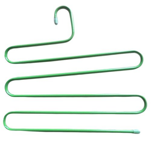 MuLuo Multifunction Serpentine S-type Multi-Layered Magic Pants Hanging Pants Rack Pants Folder green s N2