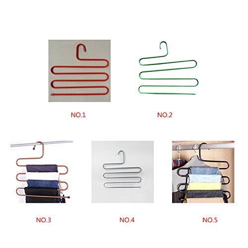 MuLuo Multifunction Serpentine S-type Multi-Layered Magic Pants Hanging Pants Rack Pants Folder green s N3