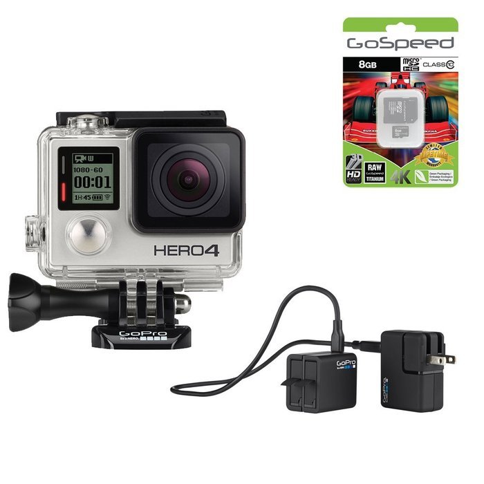 GoPro Hero4 Hero 4 12MP Full HD 4K 15fps 1080p 60fps Built-In Wi-Fi Waterproof Wearable Camera Silver Adventure... N64