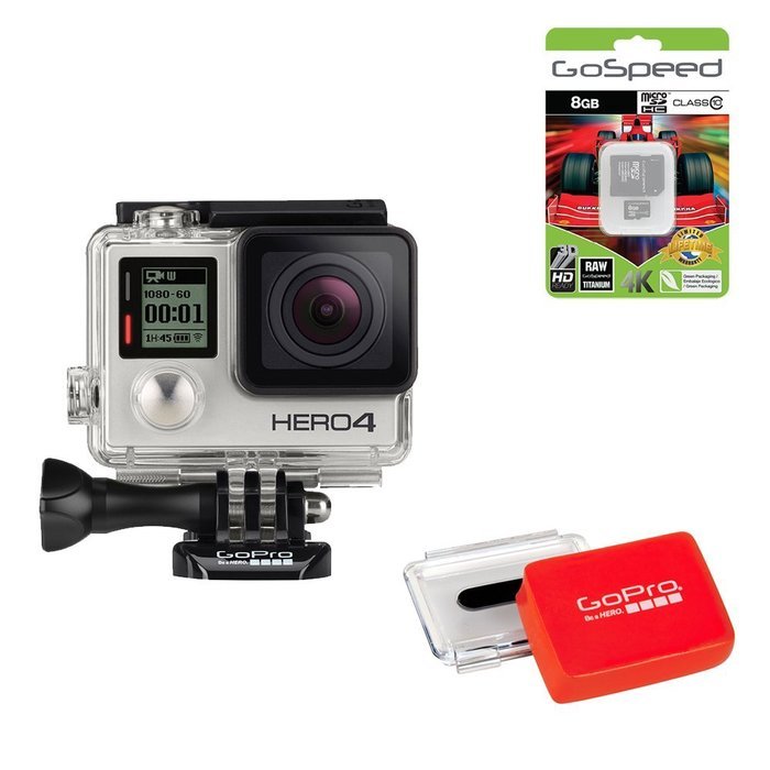 GoPro Hero4 Hero 4 12MP Full HD 4K 15fps 1080p 60fps Built-In Wi-Fi Waterproof Wearable Camera Silver Adventure... N66