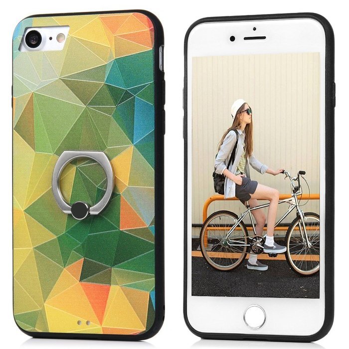 Badalink iPhone 7 Case (4.7") 360 Degree Rotating Ring Holder Kickstand Shockproof Soft TPU Rubber Bumper Frame... N34