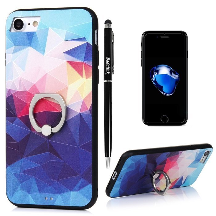 Badalink iPhone 7 Case (4.7") 360 Degree Rotating Ring Holder Kickstand Shockproof Soft TPU Rubber Bumper Frame... N35