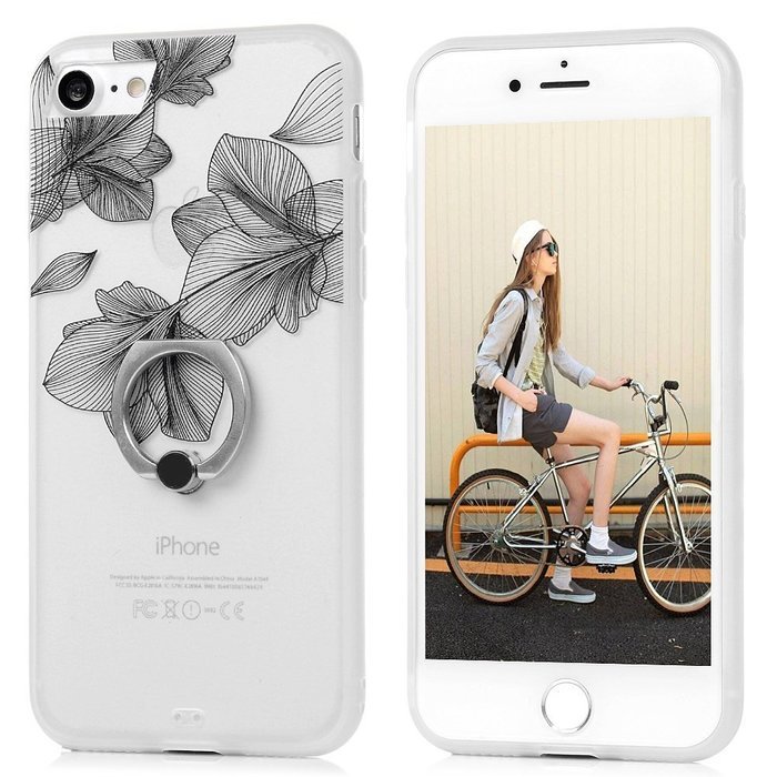 Badalink iPhone 7 Case (4.7") 360 Degree Rotating Ring Holder Kickstand Shockproof Soft TPU Rubber Bumper Frame... N40