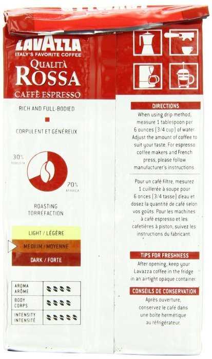 Lavazza Qualita Rossa, Caffe Ground Espresso, 6 Pack