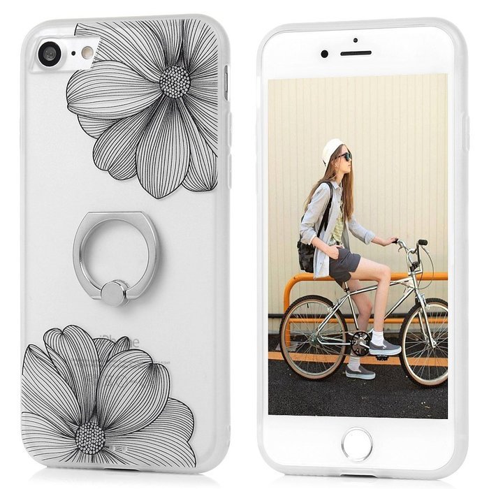 Badalink iPhone 7 Case (4.7") 360 Degree Rotating Ring Holder Kickstand Shockproof Soft TPU Rubber Bumper Frame... N46