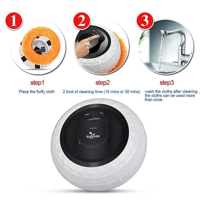 Robotic mop ,Euleven 3058G mopping robot with 2 timers fixed , Robotic cleaner, perfect for mopping pet hair,dirt... N5