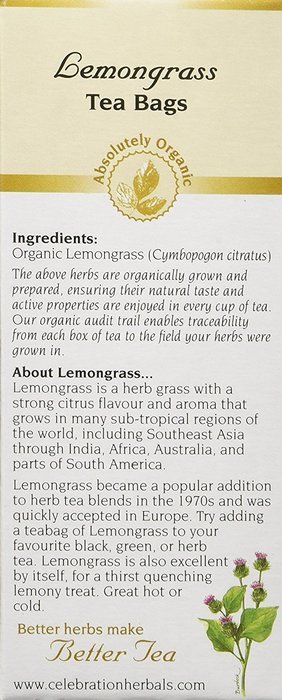 Celebration Herbals Organic Lemongrass Tea Caffeine Free -- 24 Herbal Tea Bags