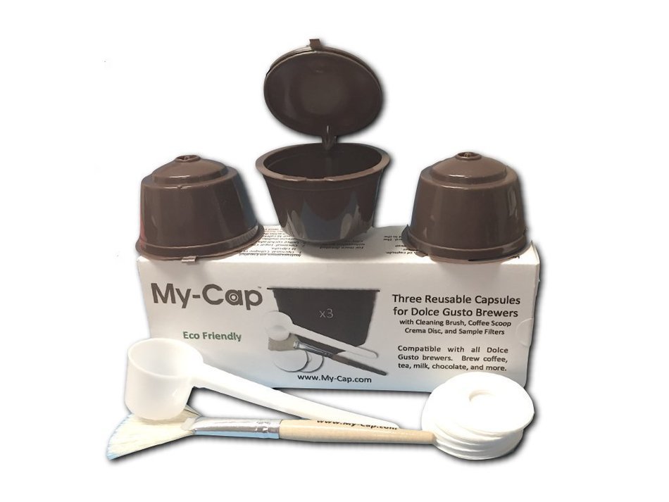 My-Cap's 3 Reusable/Refillable Capsules for Nescaf&eacute;&reg; Dolce Gusto &reg; Brewers | Compatible with Mini Me, Genio, Piccolo...