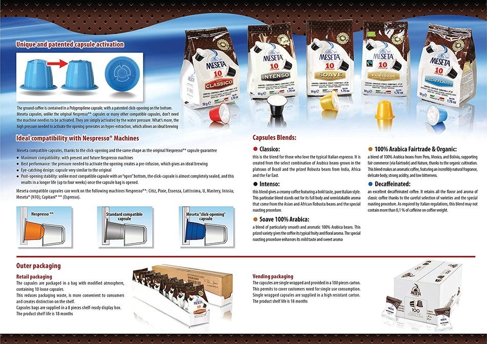 Nespresso Compatible Meseta Coffee Capsules . 100 Capsules of Gourmet Organic 100% Arabica Coffee Espresso Compatible... N2