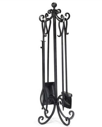 Small Crest Fireplace Screen With Doors And Tool Set, in Copper Finish N4