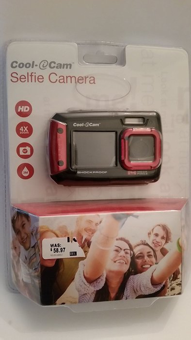 iON Cool-iCam Tough Waterproof Shockproof Digital Selfie Camera with Dual LCD Display - (Red) N2