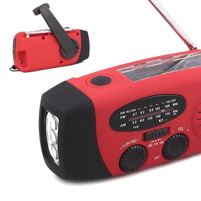Lecmal Portable Emergency Solar Crank AM/FM/NOAA (WB) Weather Radio with LED Flashlight, Smartphone Cell Phone... N4