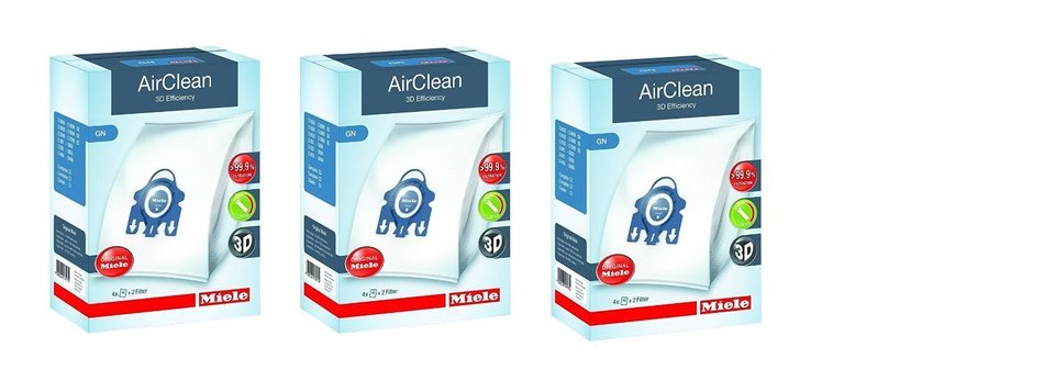 Miele 10123210 AirClean 3D Efficiency Dust Bag, Type GN, 4 Bags & 2 Filters N2
