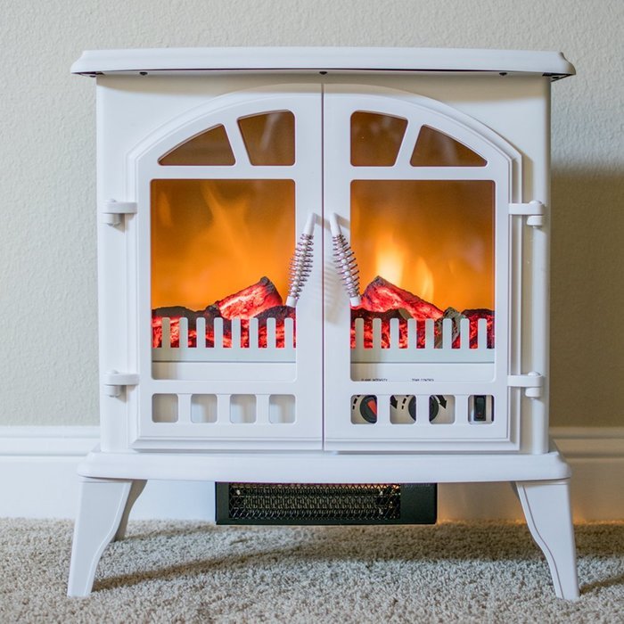 Jasper Free Standing Electric Fireplace Stove - 25 Inch Black Portable Electric Vintage Fireplace with Realistic... N3