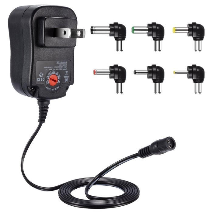 IAITE Universal AC/DC Adapter 12W Switching Power Supply with Six Adaptor Plugs for 3V to 12V Electronics N8
