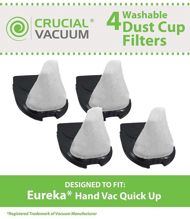 4 Eureka DCF11 Quick Up Washable Dust Cup Filters, Part # 39657, Designed & Engineered by Crucial Vacuum N3